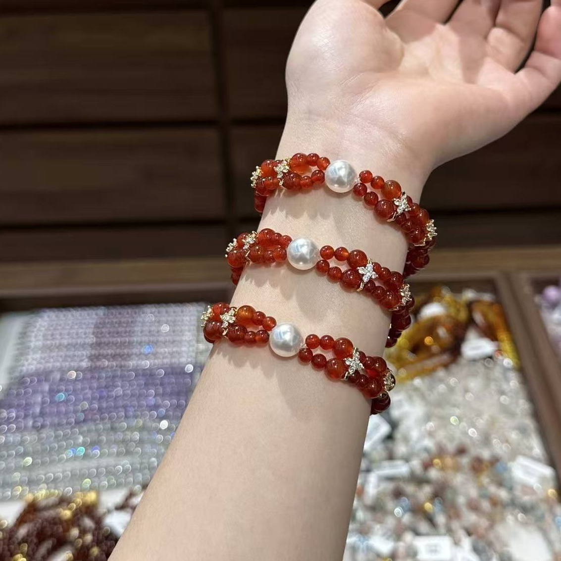 2620【长相思】天然 玛瑙 贝珠 设计款 多样性发