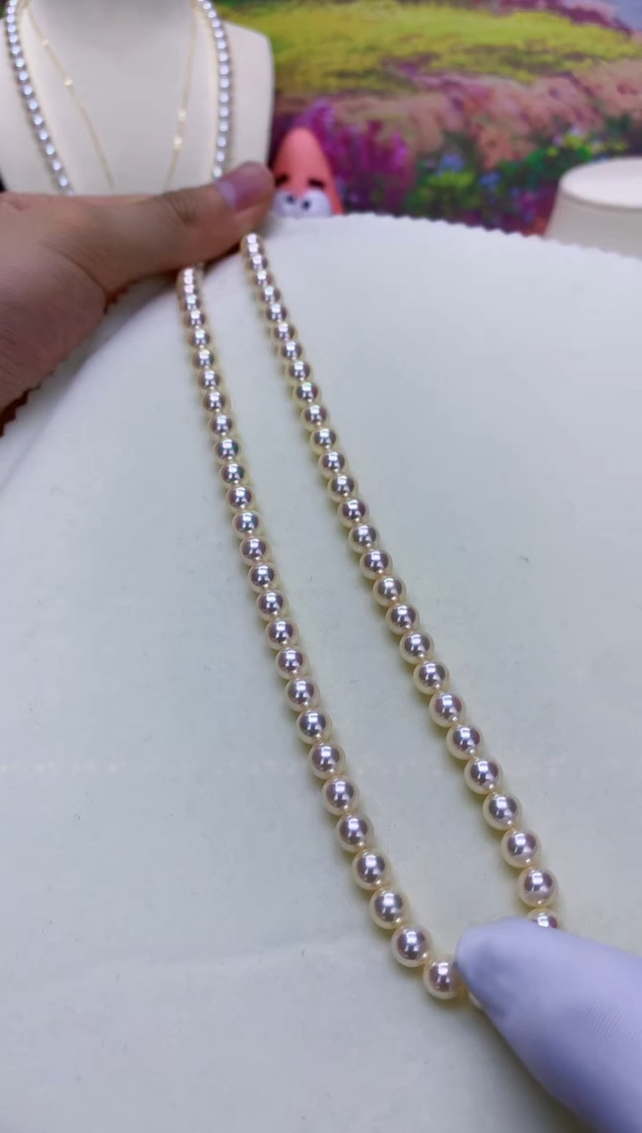 银S925镶嵌海水珍珠DA羽皇金项链  6-7  GD020