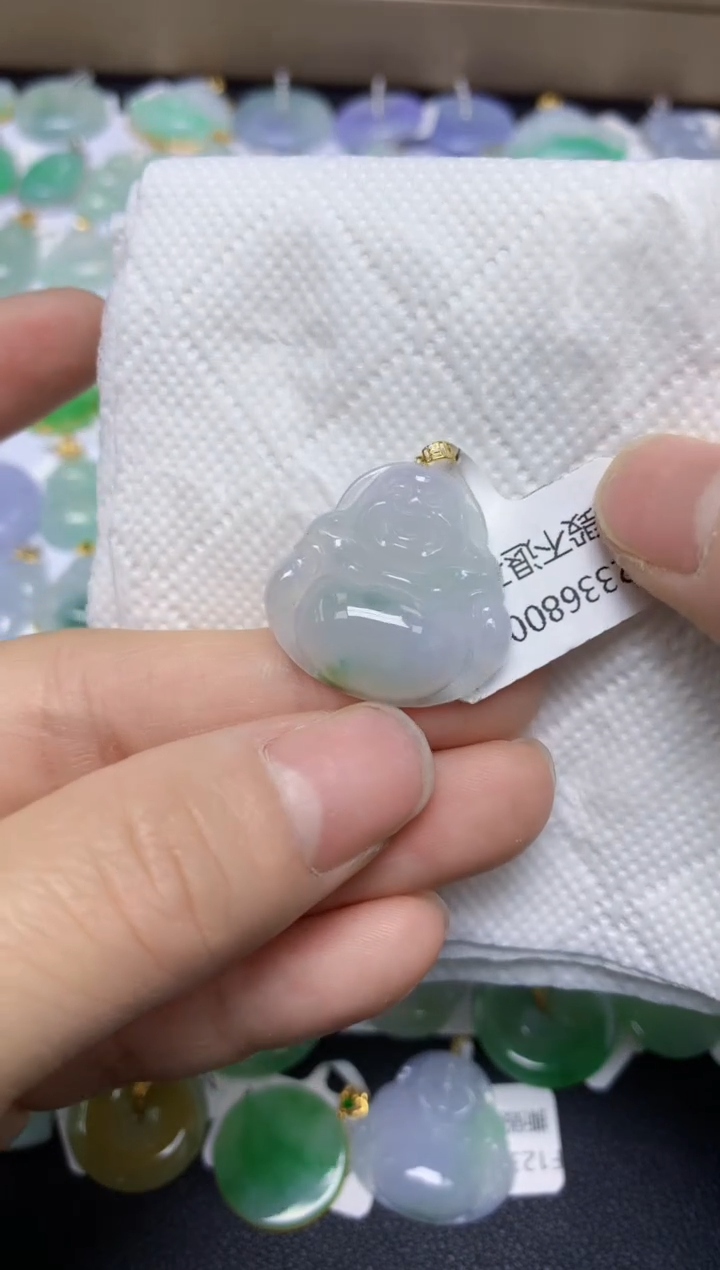 【闪购商品】翡翠挂件18K金镶嵌 天然翡翠A货
