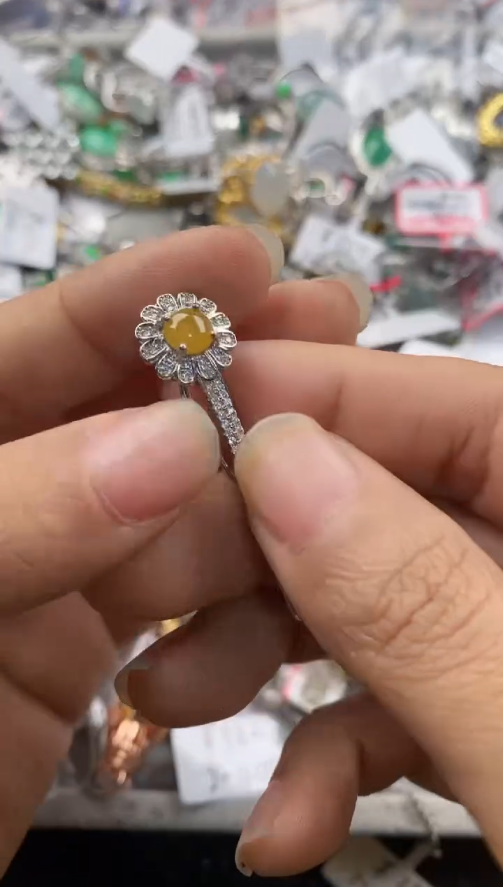 银S925镶嵌戒指翡翠2222----2