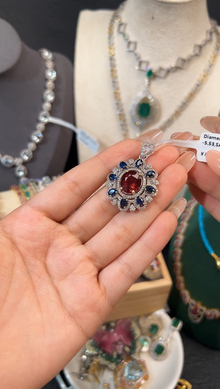 银S925镶嵌戒指碧玺戒指