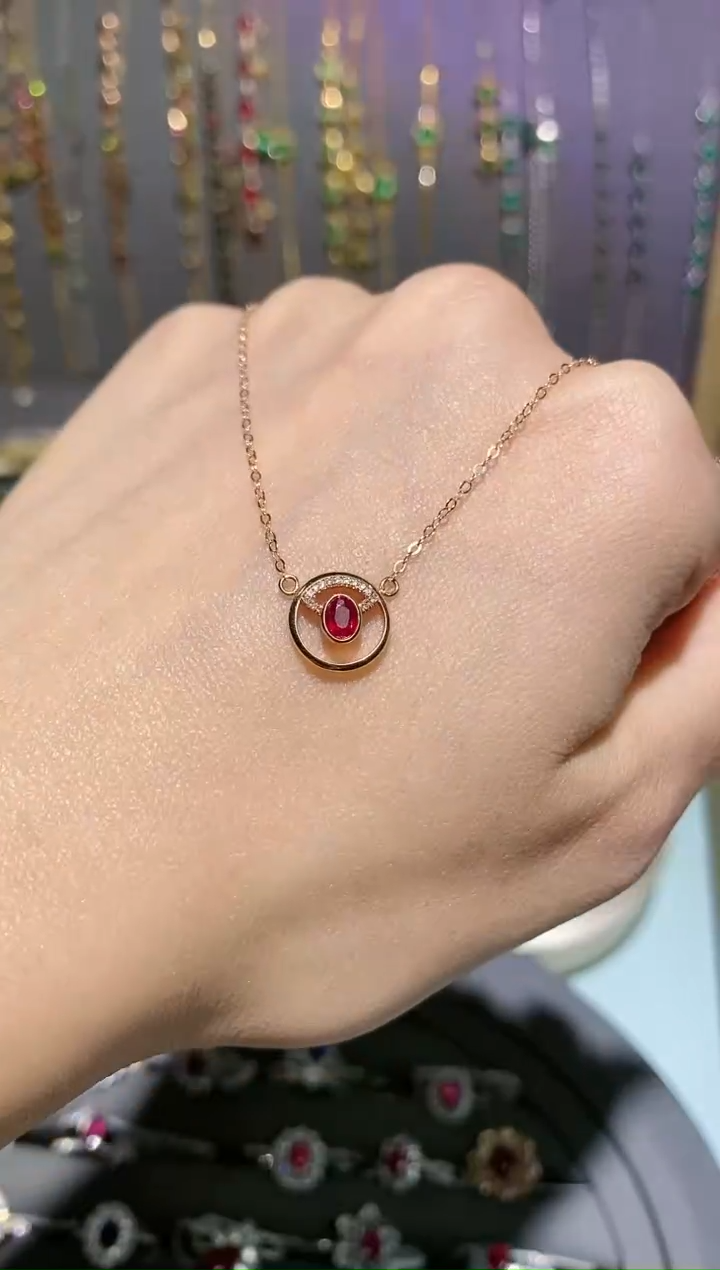 【闪购商品】红宝石颈饰18K金镶嵌项链