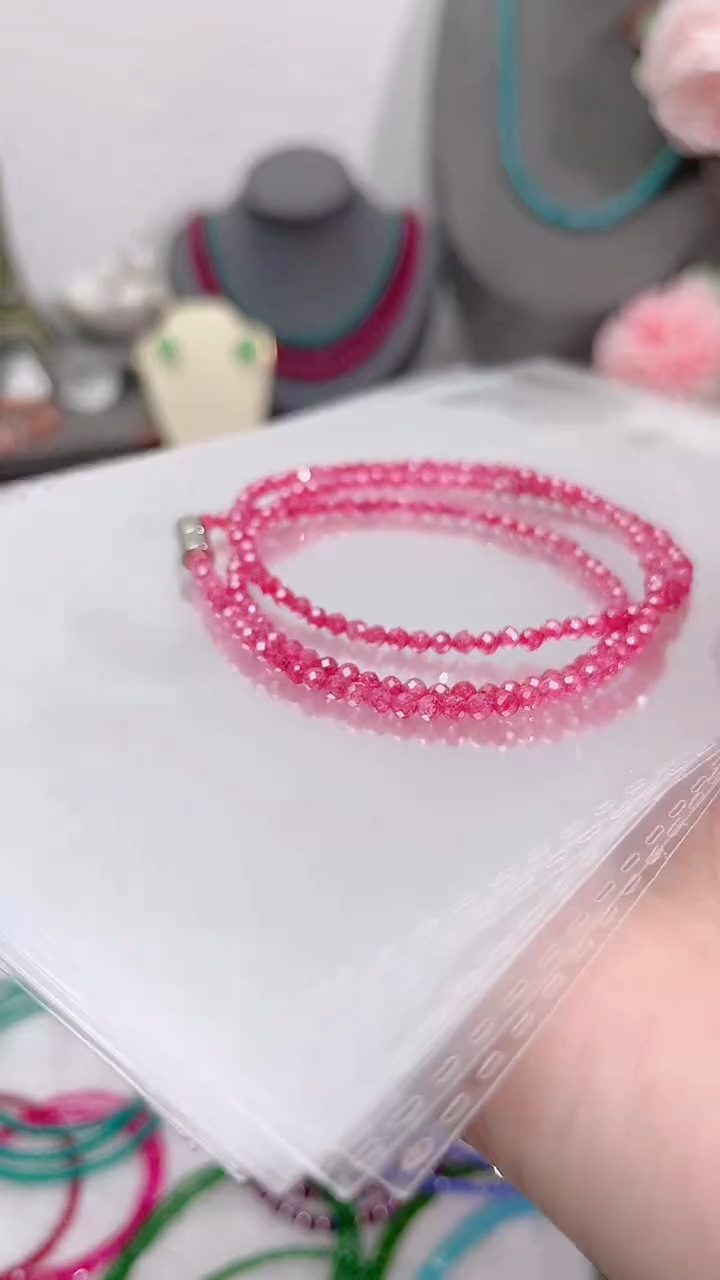 手链彩色蓝宝石银S925镶嵌三圈帕帕拉恰99