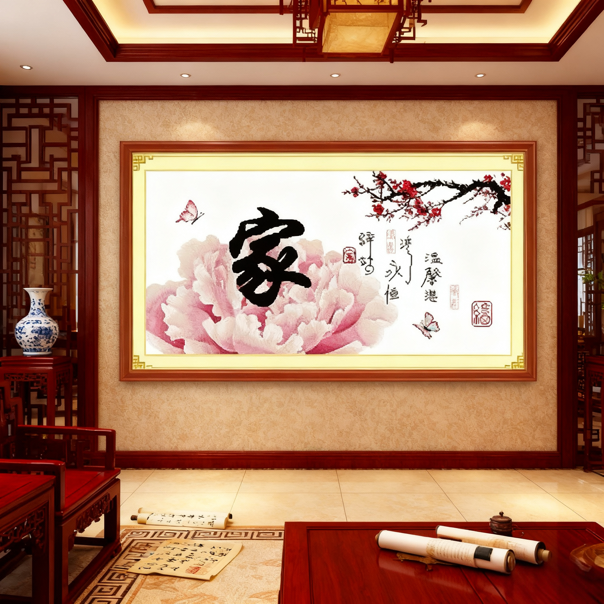 （米字绣）温馨之家 尺寸168*85cm 三股绣