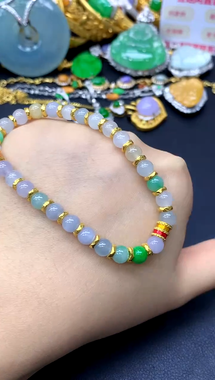 足金镶嵌手链翡翠207-中国好珍宝