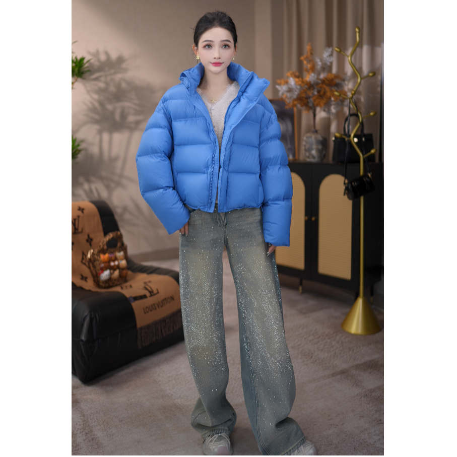 登登款90鹅绒服短款加厚时尚保暖连帽羽绒服女士女款宽松冬季