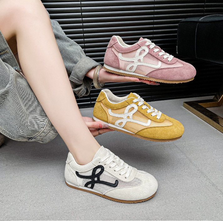 2025春夏季新款网面黄色流行爆款阿甘鞋休闲运动时尚百搭德训鞋女
