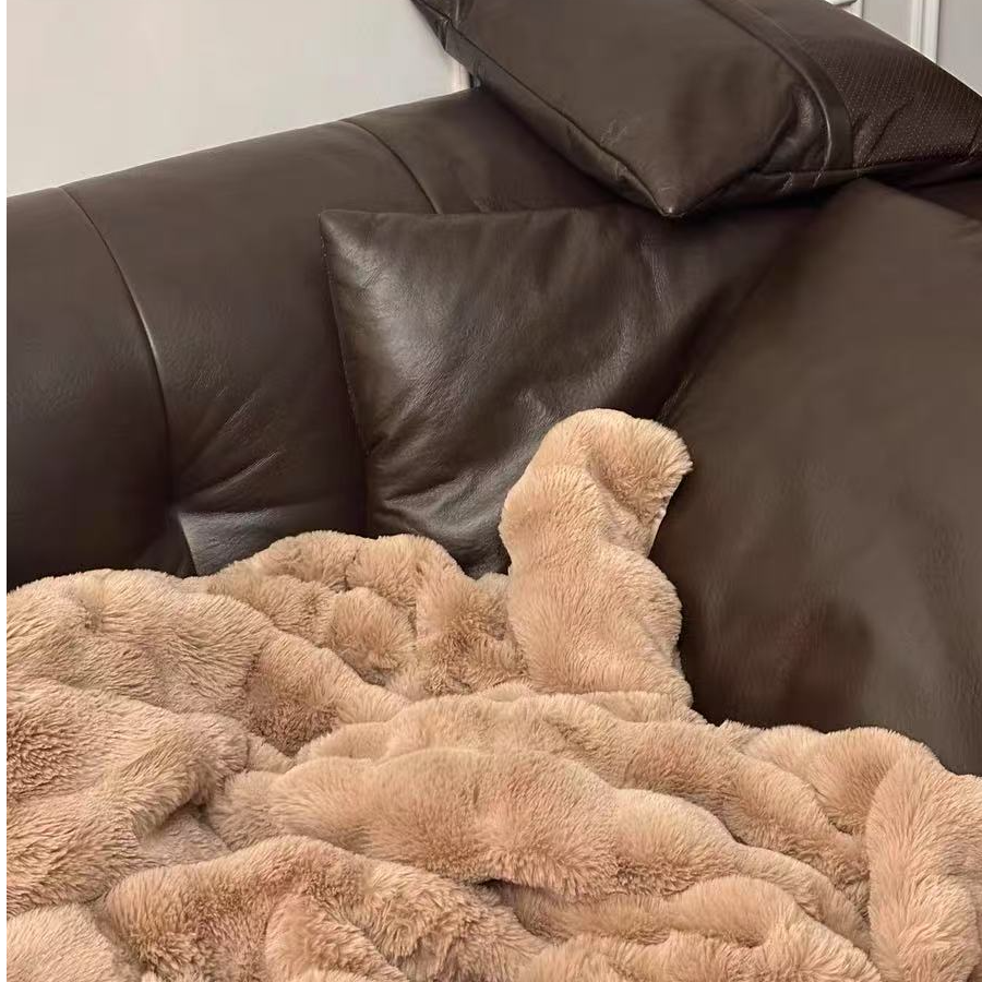 夏凉被高级棕色绒被法兰珊瑚绒午睡毯子沙发盖