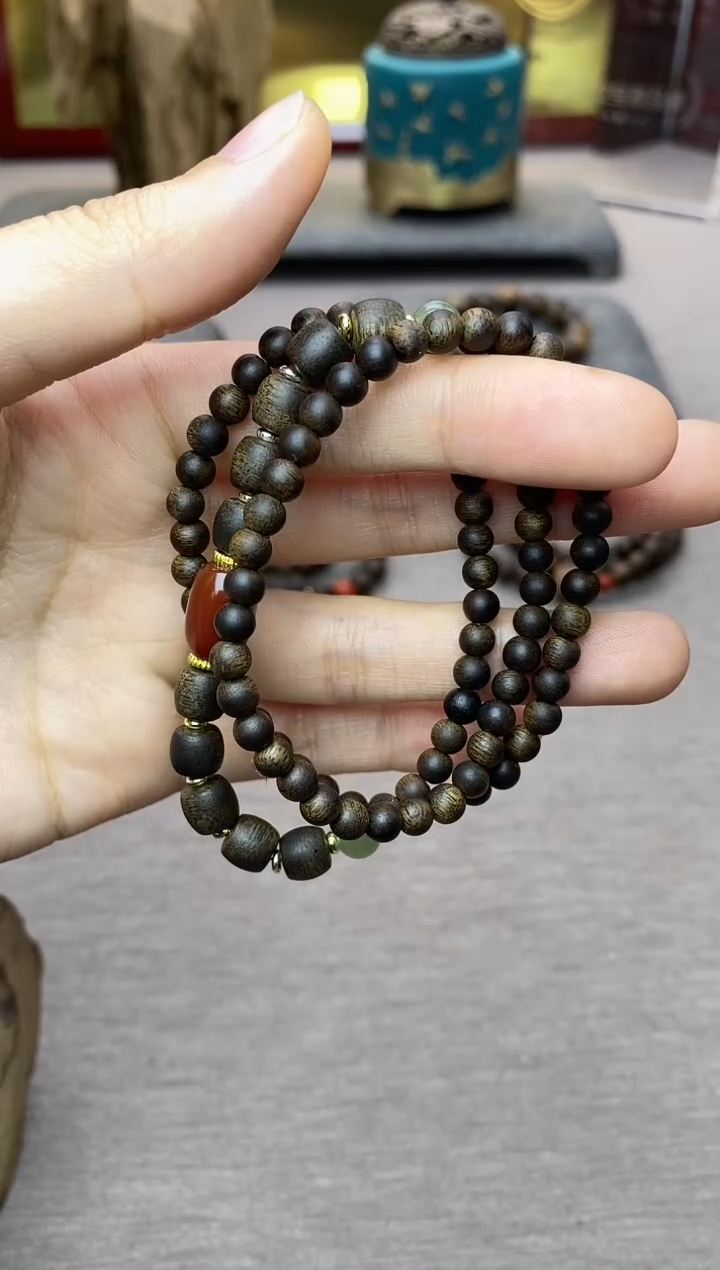 【闪购商品】沉香手串白棋04+紫棋06三圈设计