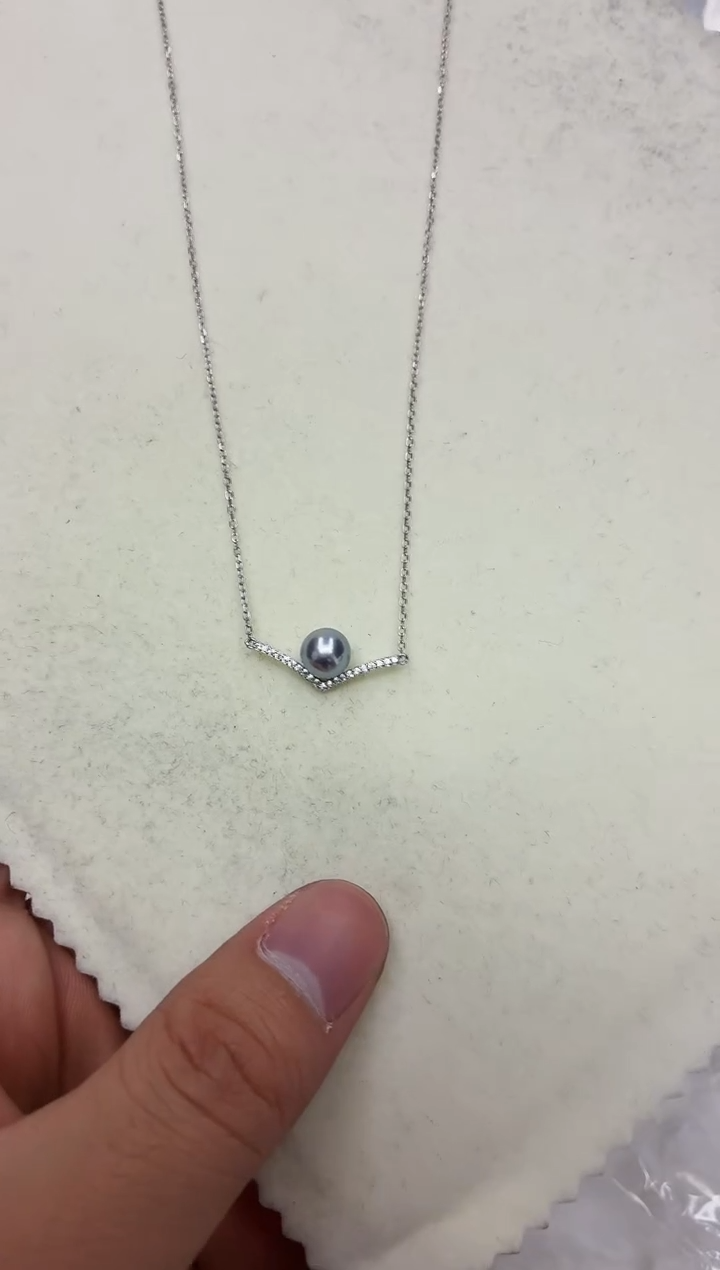 银S925镶嵌DA海水珍珠吊坠7-8 y1229