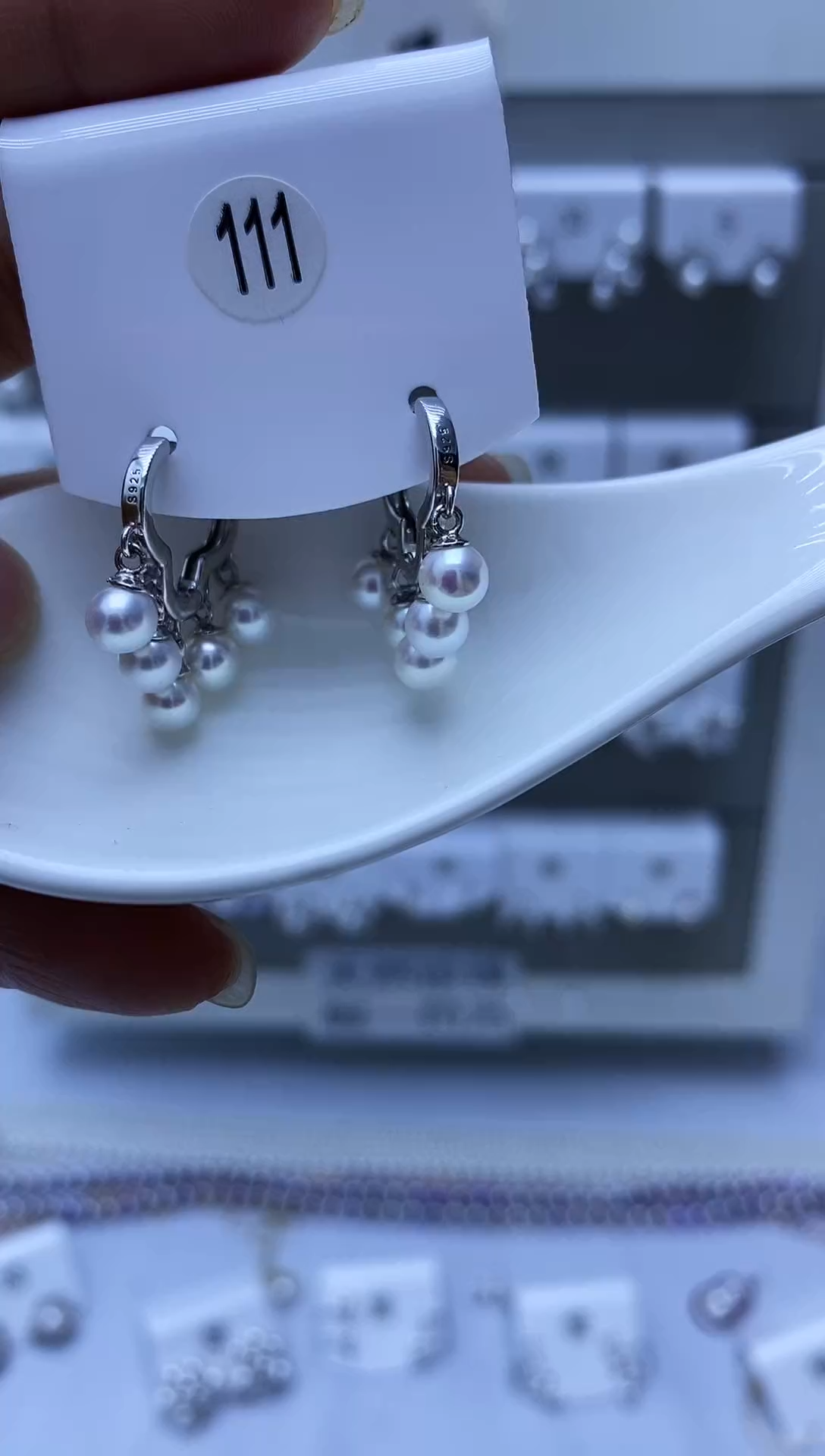 银S925镶嵌耳饰淡水珍珠111