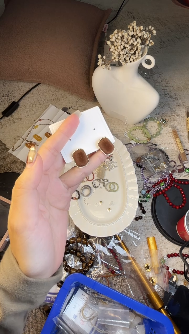 合金耳钉木变石耳钉