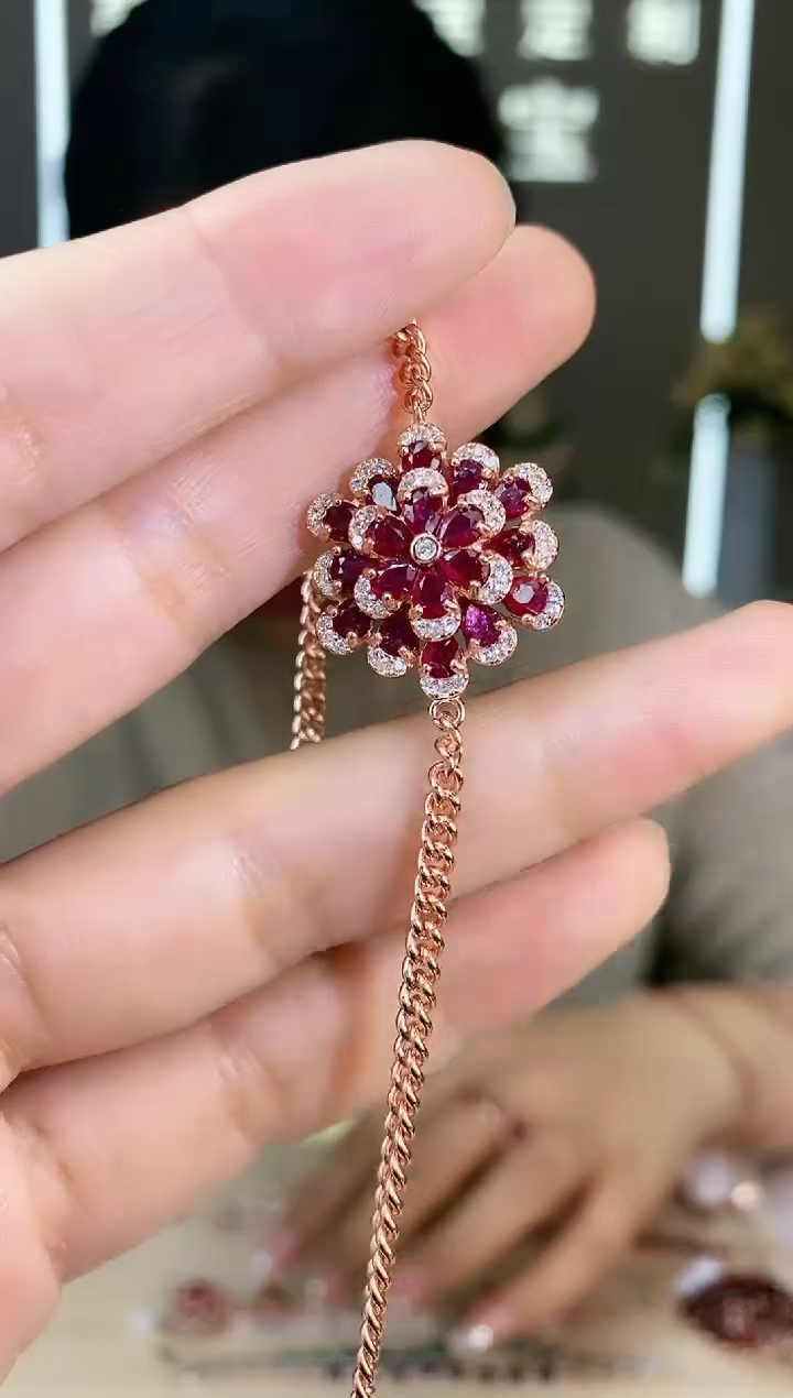 【闪购商品】红宝石手链银S925镶嵌手链