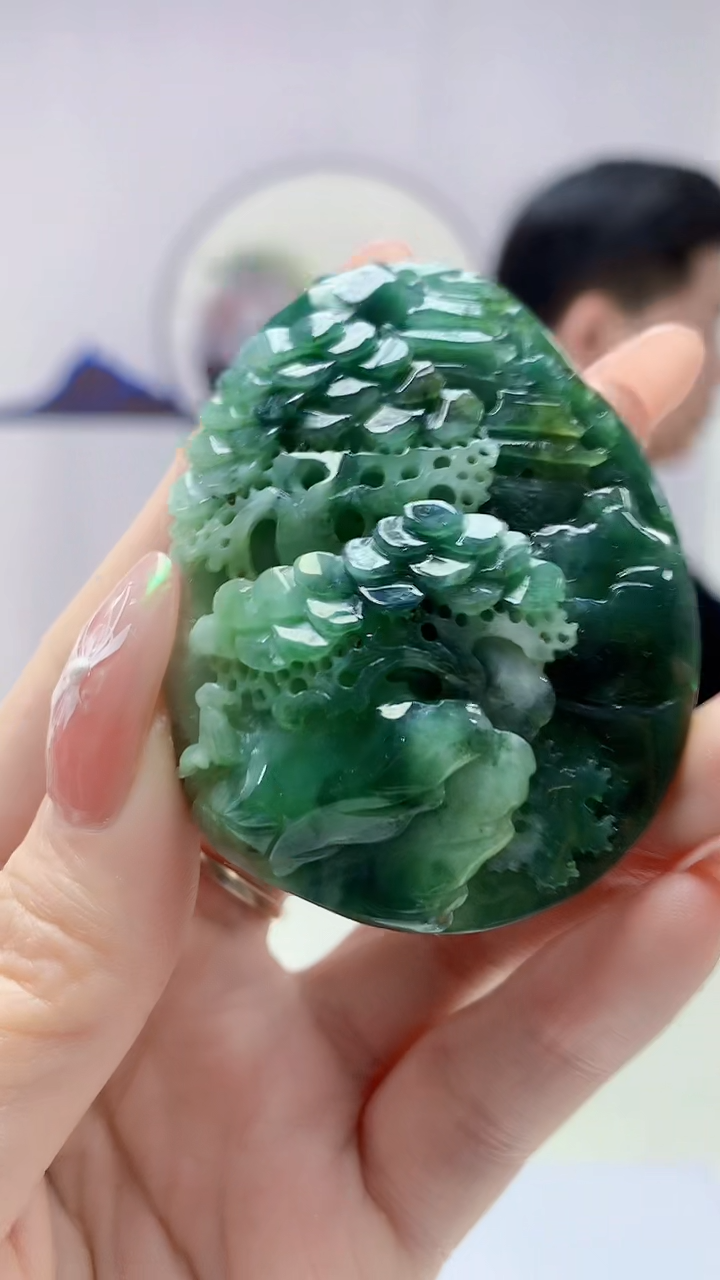 【闪购商品】定制翡翠未镶嵌4917DD-毛货挂件山水61