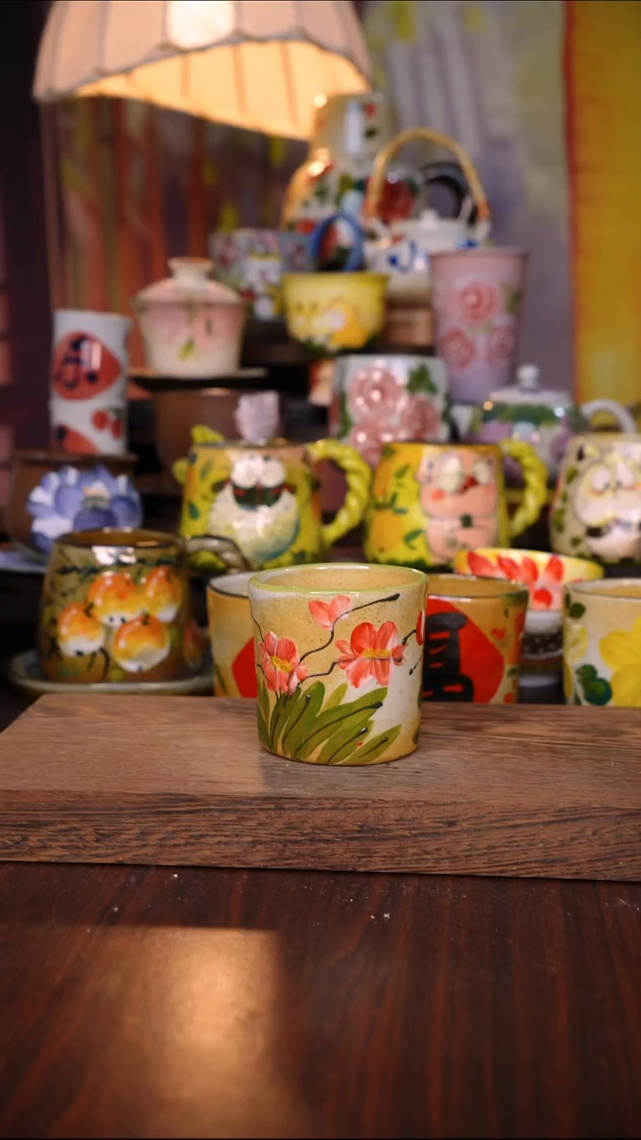 杯子陶泥垚手作 景德镇手工手绘陶瓷器物