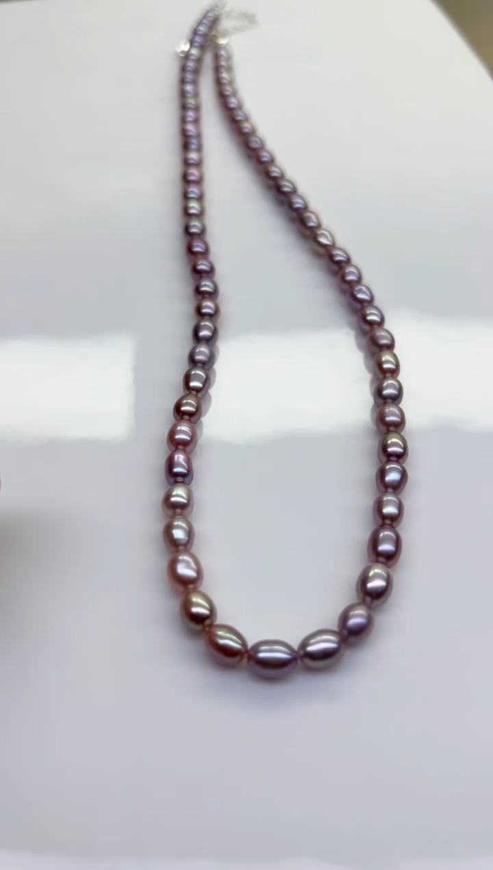 项链未镶嵌淡水珍珠妖艳紫小米链5mm