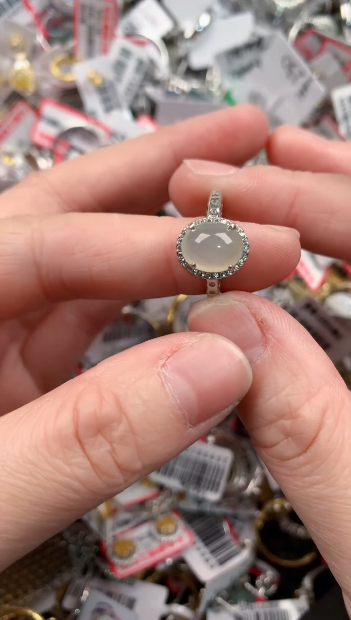 银S925镶嵌戒指翡翠10-10-10    3