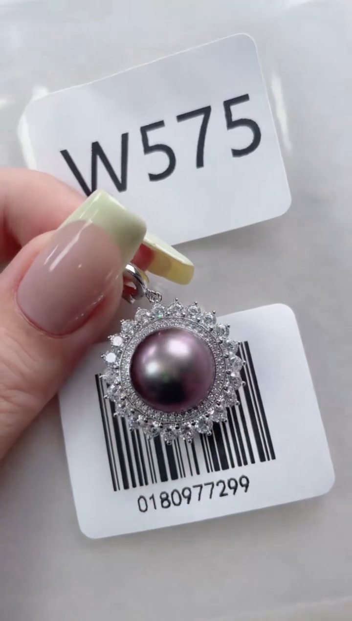 银S925镶嵌海水珍珠吊坠W578