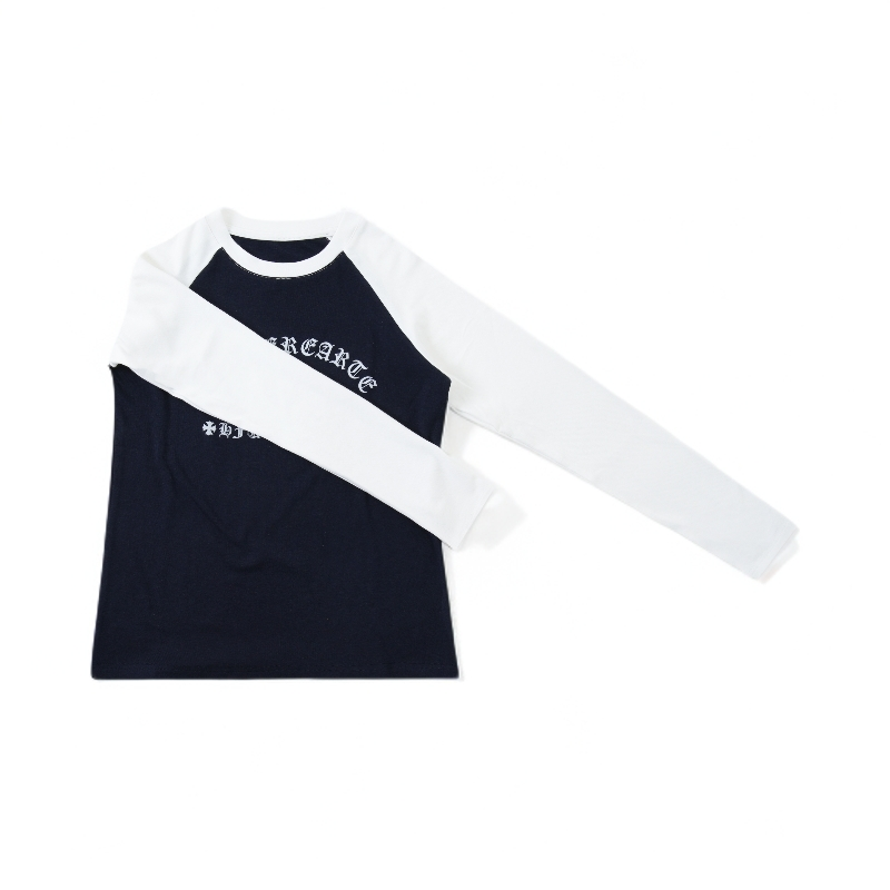 安安推荐【小罗家】25早秋立体绒感印花设计拼接袖圆领长袖T恤