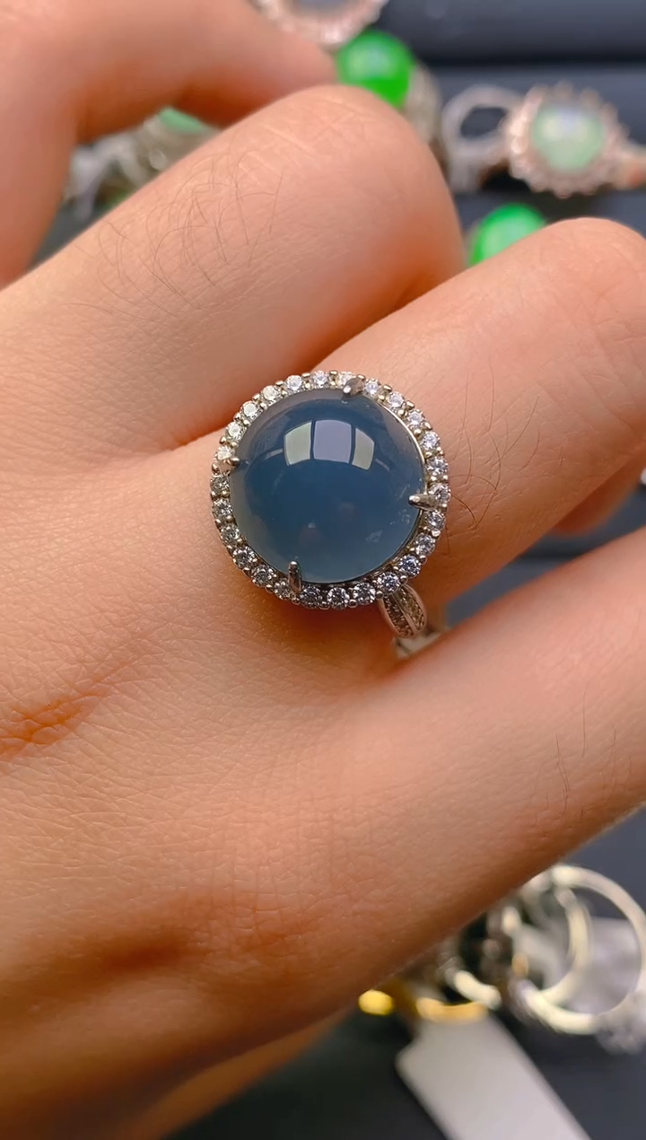 【闪购商品】翡翠戒指银S925镶嵌天然A货翡翠1