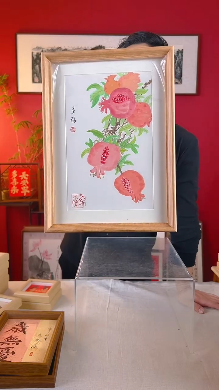 【闪购商品】国画多福A4国画作品摆件