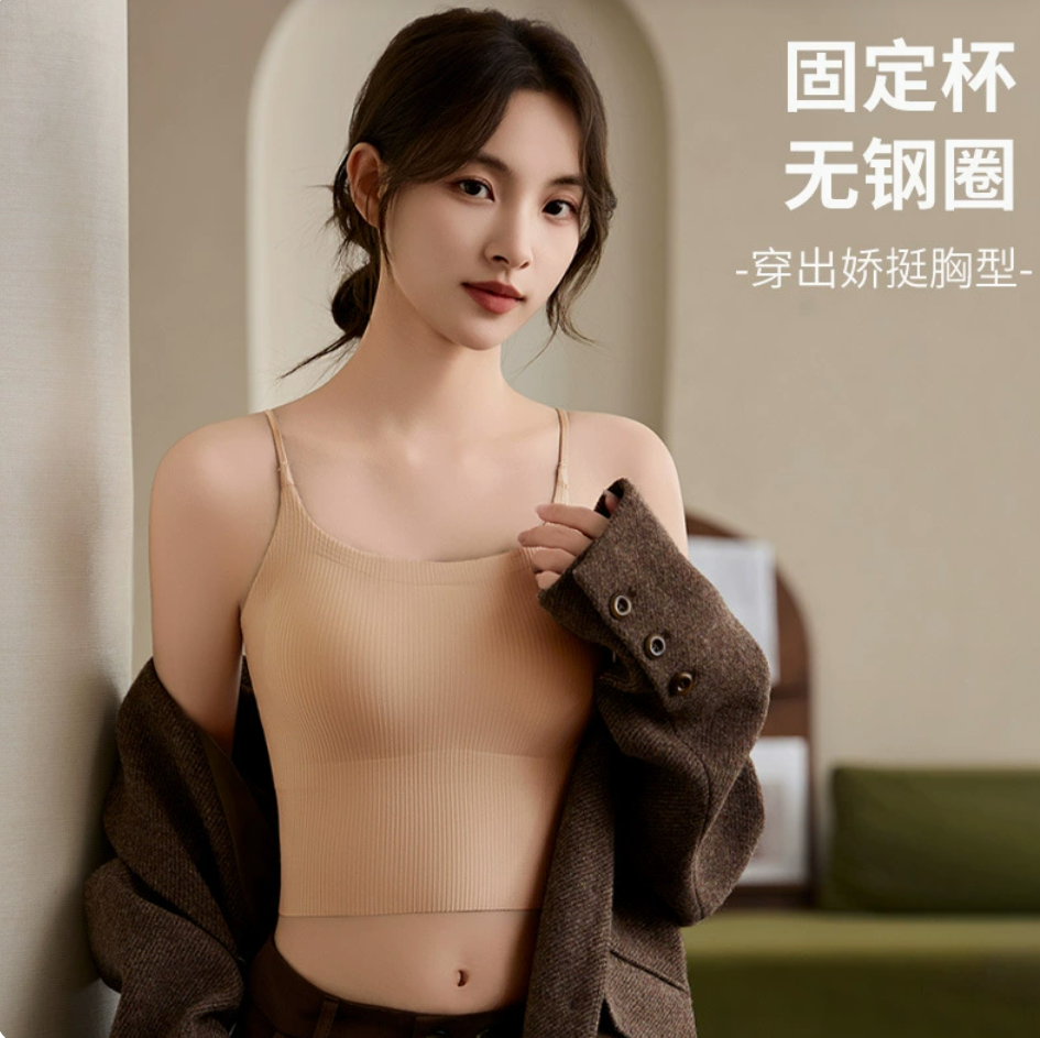 螺纹背心女夏外穿薄款冰丝吊带西装内搭打底工字无袖