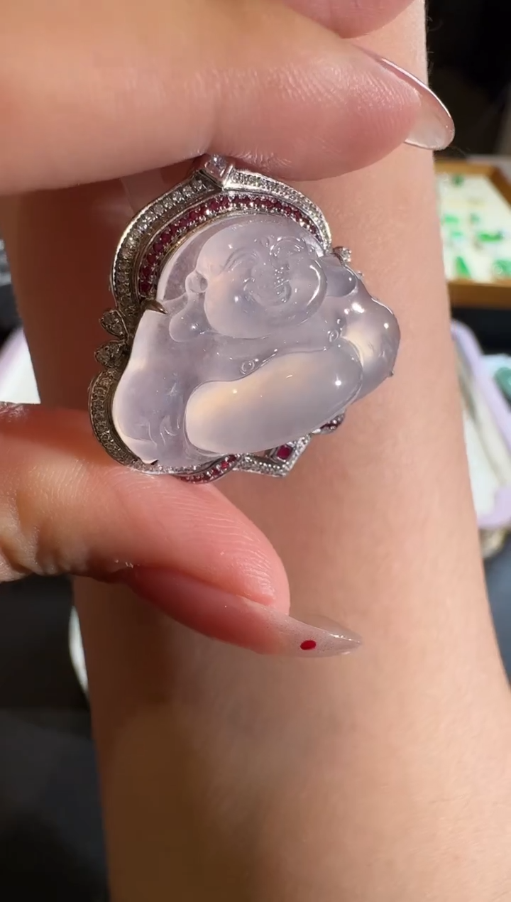 【闪购商品】翡翠吊坠(不含链)18K金镶嵌【源头工厂】宝石钻石镶嵌