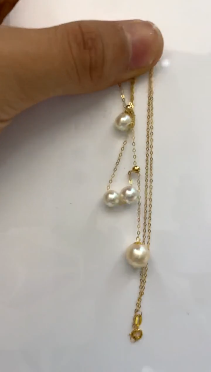 颈饰18K金镶嵌海水珍珠8-9 6-7