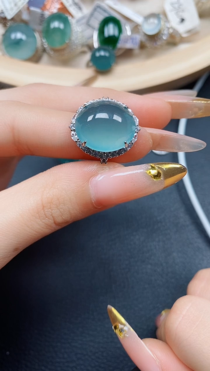 【闪购商品】翡翠戒指银S925镶嵌翡翠