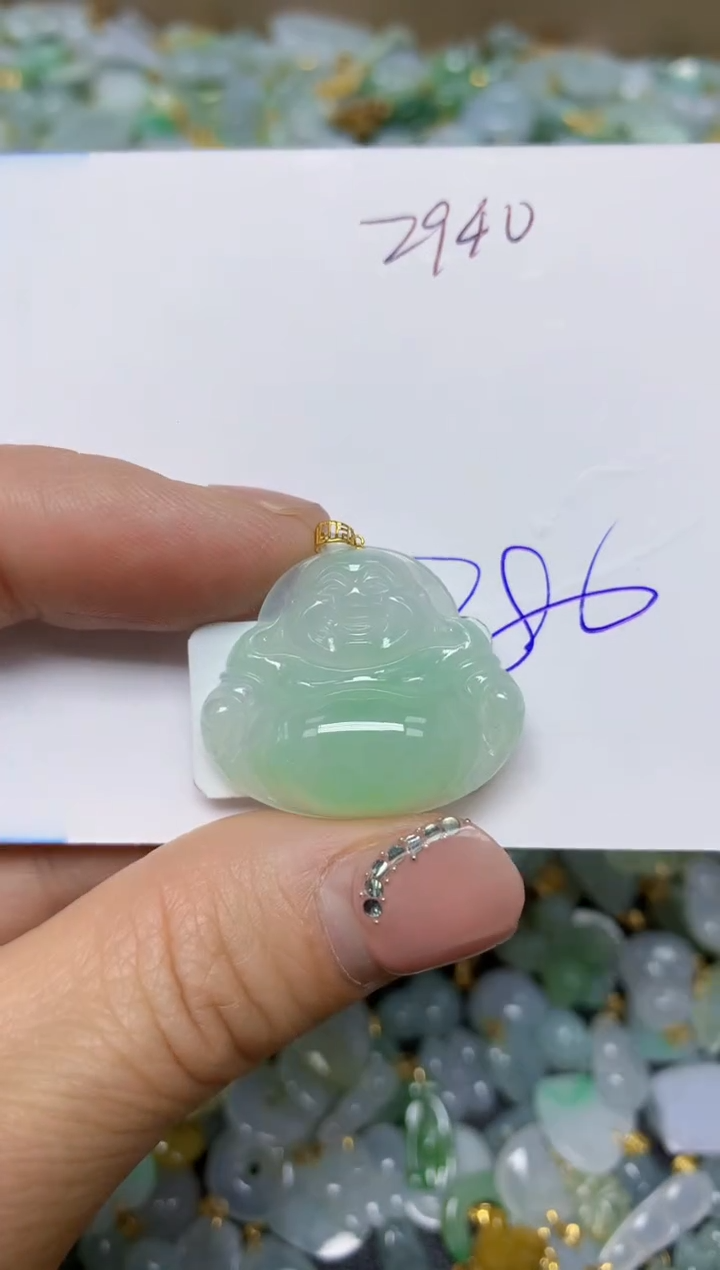 【闪购商品】翡翠挂件18K金镶嵌 天然翡翠A货