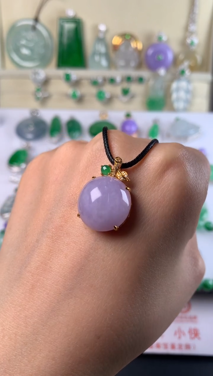 吊坠(不含链)18K金镶嵌翡翠吊坠