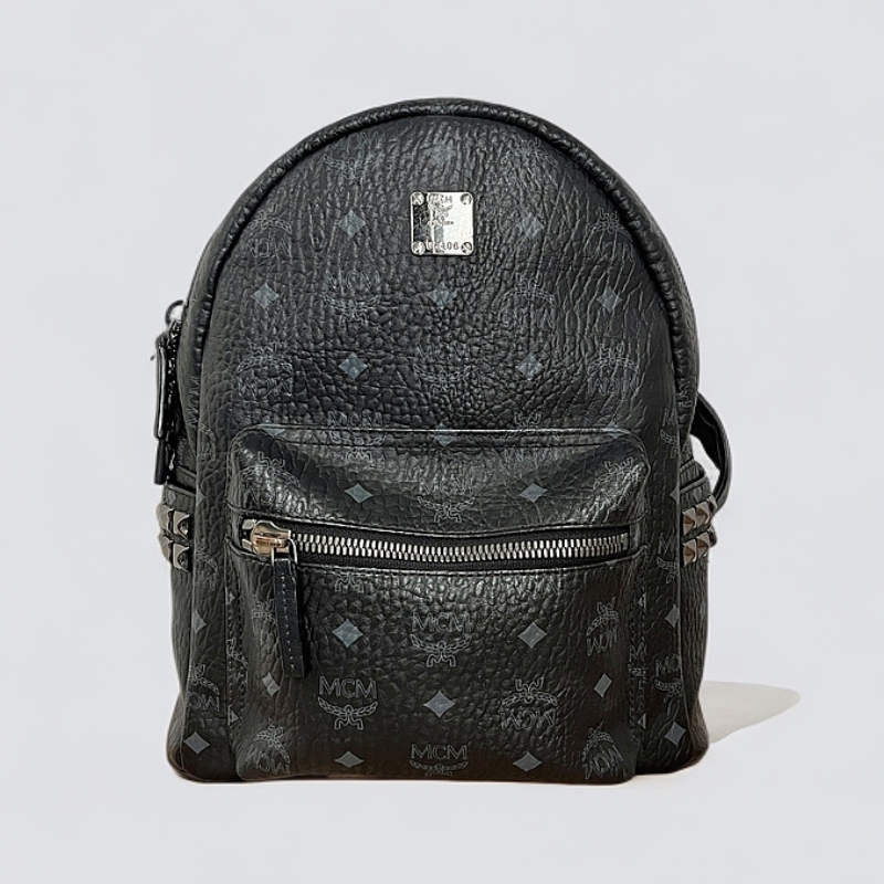95新 MCM 12130337 MCM双肩包小号黑色 26*32