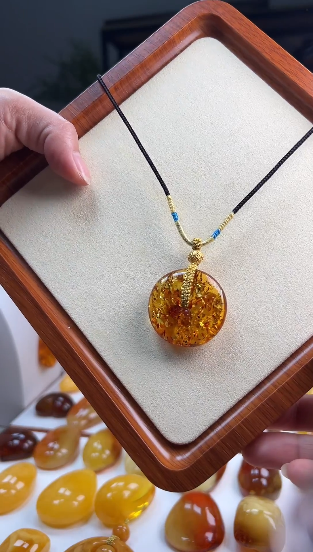 琥珀（花珀）吊坠(赠链)未镶嵌精品花珀平安扣吊坠