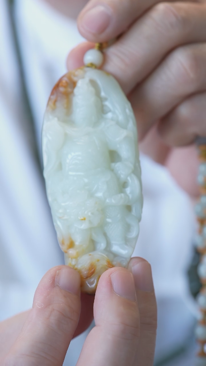 【闪购商品】和田玉吊坠未镶嵌关公4*9.7*1.95 147g