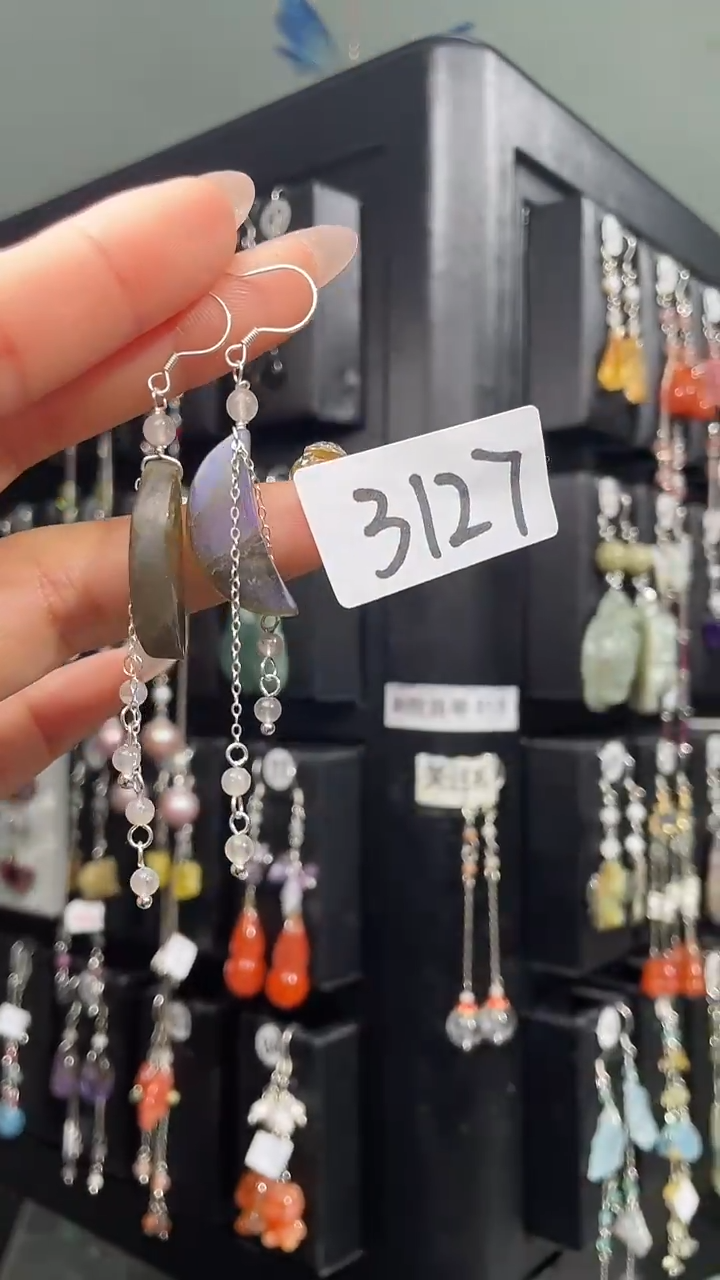 紫晶耳饰银S925镶嵌喜欢拍