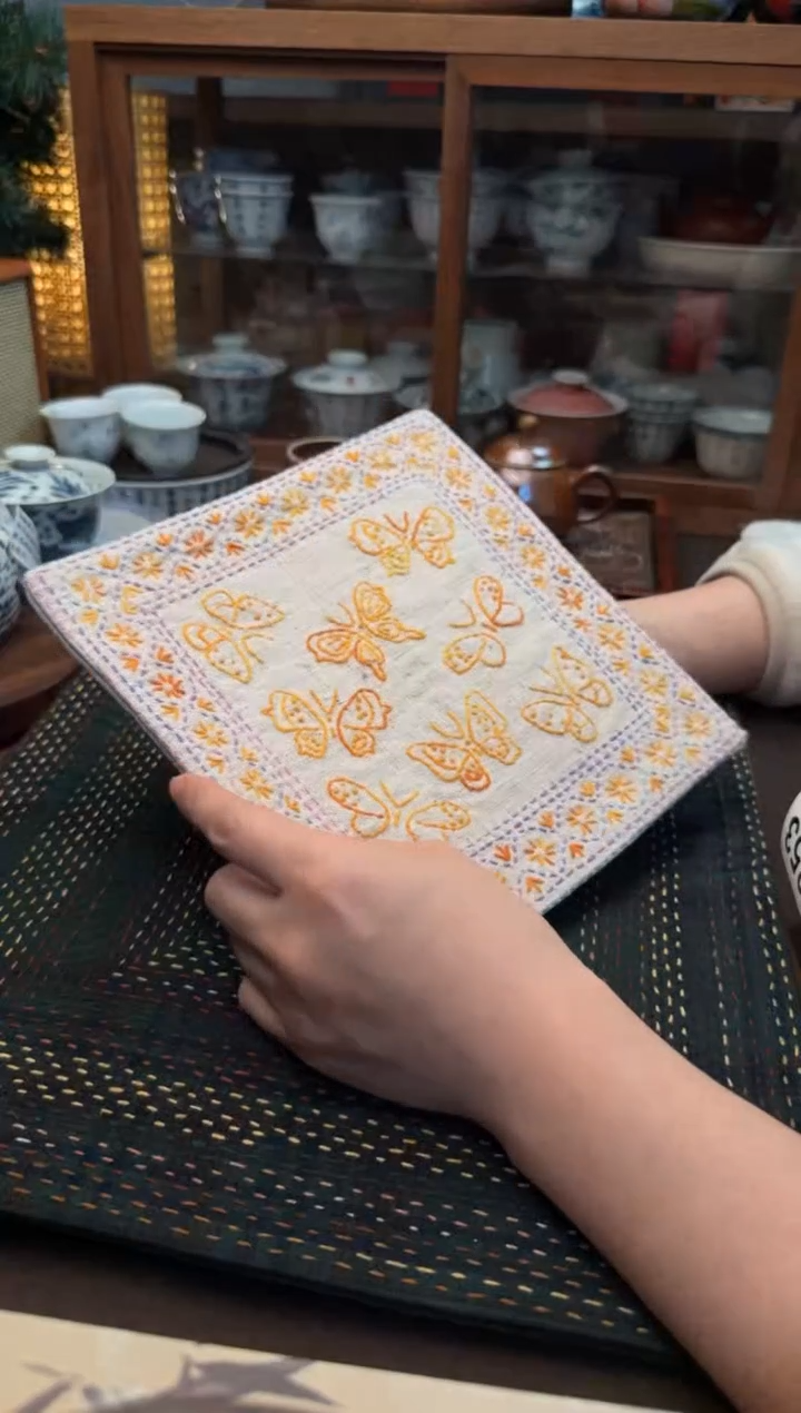 【闪购商品】织绣Cici手作老布植物染柿染杯垫-279