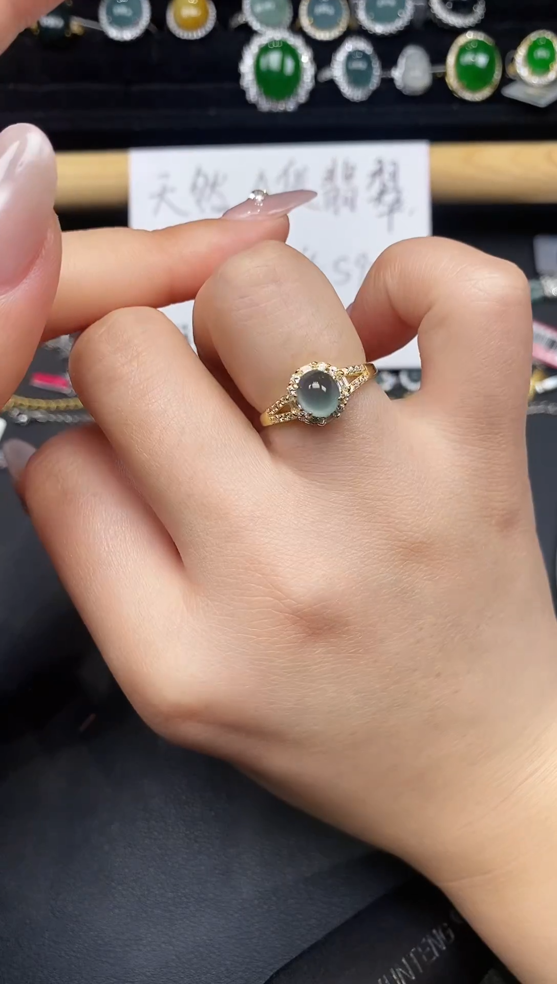 银S925镶嵌戒指翡翠28385