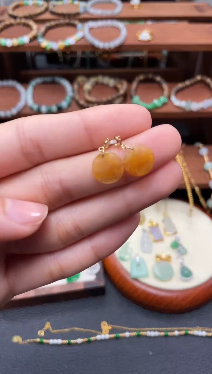 【闪购商品】翡翠吊坠(不含链)18K金镶嵌2个  JK488