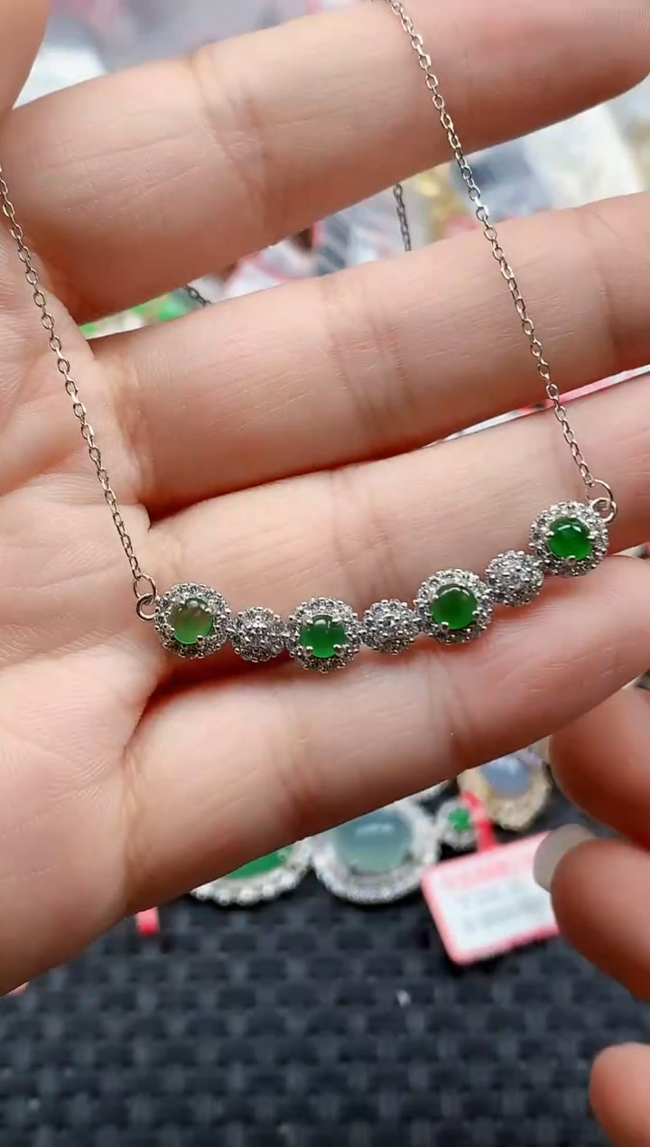 银S925镶嵌戒指翡翠天然A货缅甸翡翠