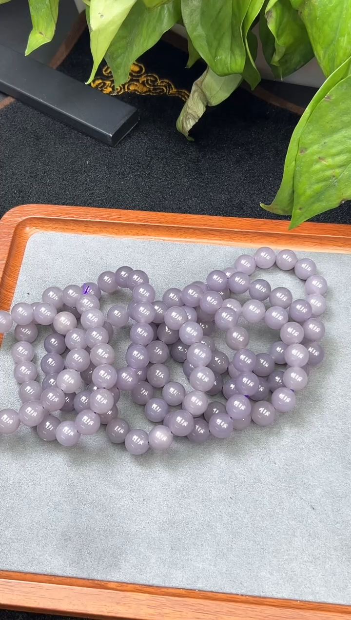 【闪购商品】和田玉手链未镶嵌烟紫12mm手串