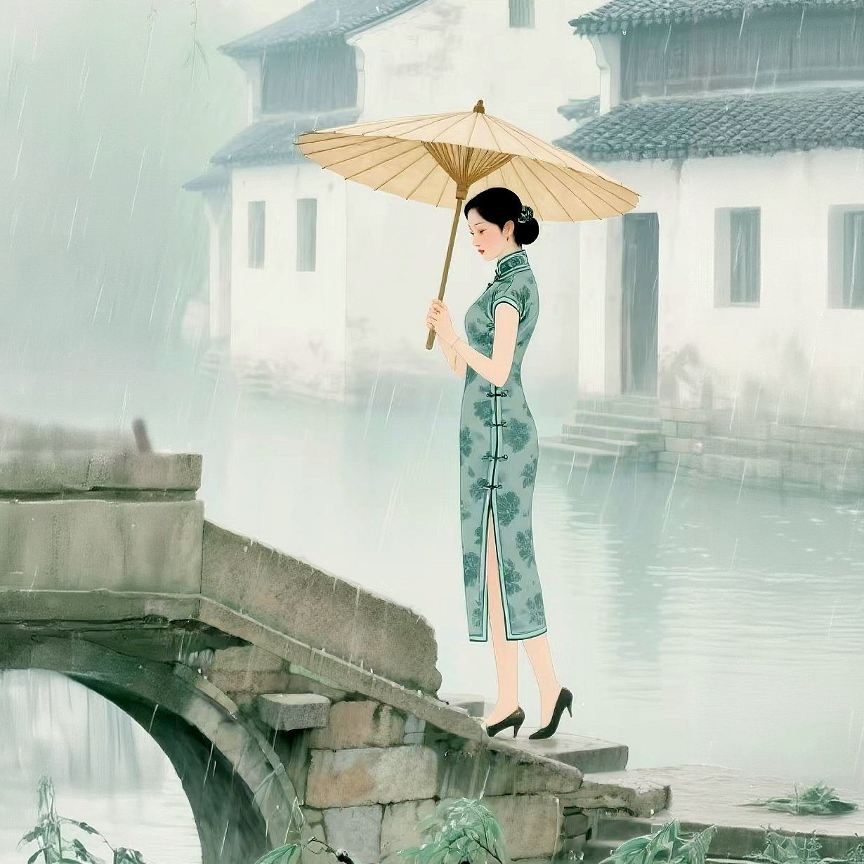 中国风修身气质款旗袍 贤德