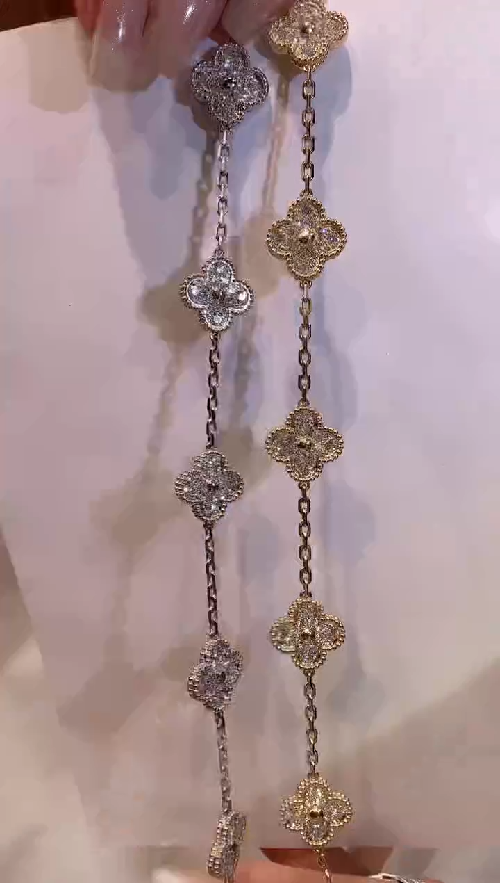 【闪购商品】钻石手链18K金镶嵌满钻五花手链