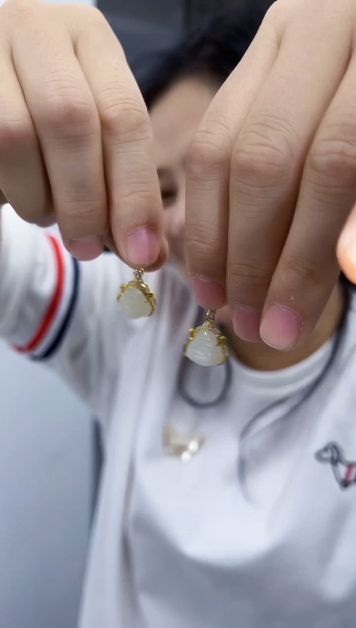 【闪购商品】和田玉耳饰银S925镶嵌1231234多样性发其一