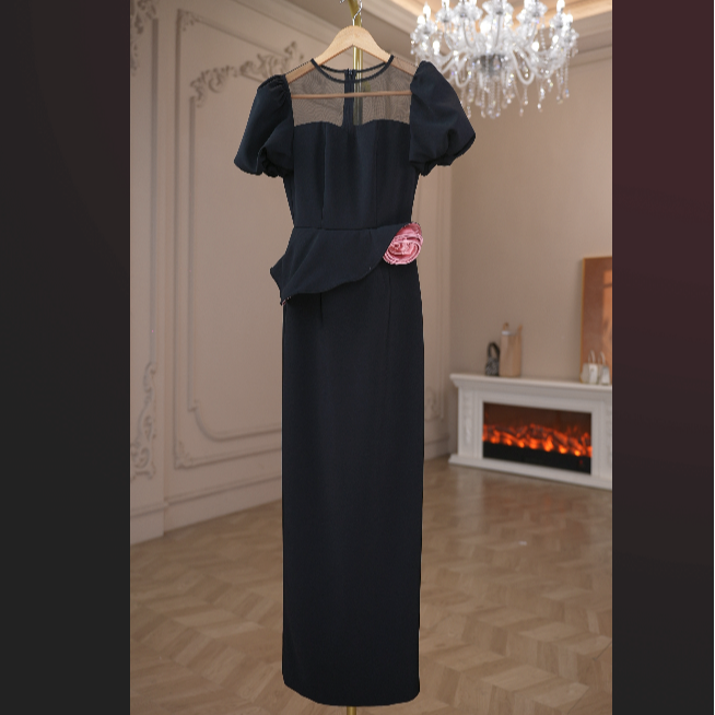 【十六原创】15410立体花朵法式裙子气质轻奢女装连衣裙