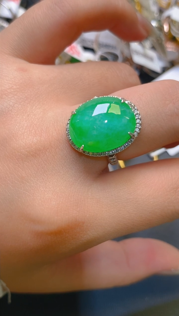 【闪购商品】翡翠耳饰银S925镶嵌天然A货翡翠1