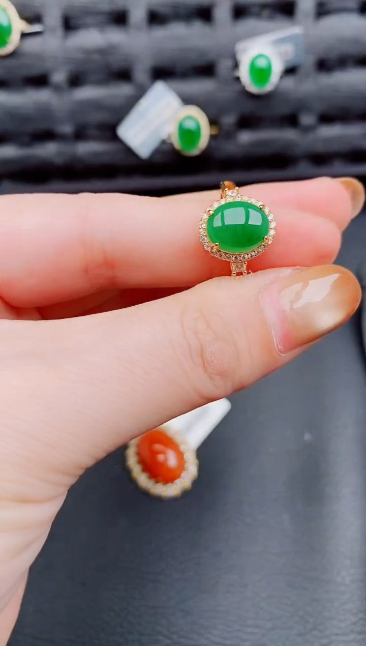 【闪购商品】翡翠戒指银S925镶嵌天然a货翡翠617