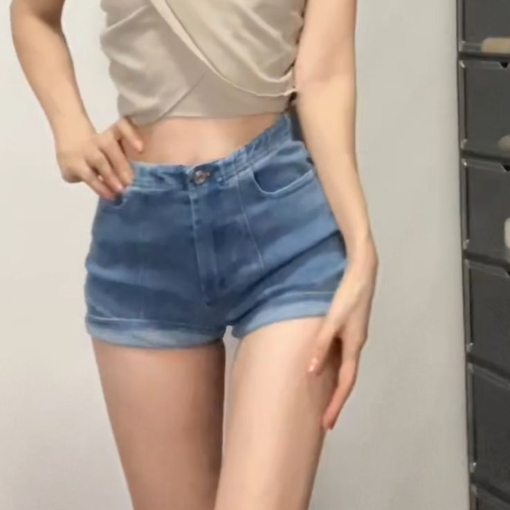 弹力百搭高腰牛仔短裤