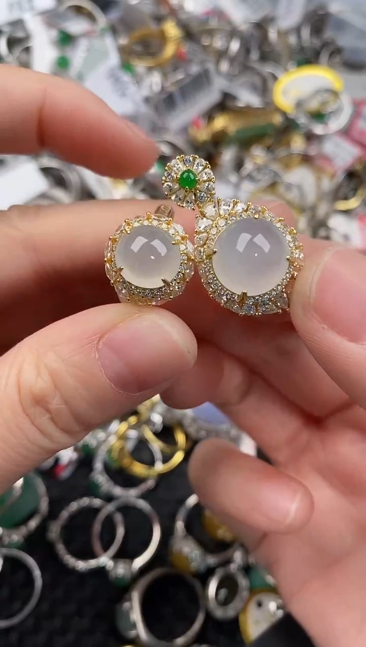 银S925镶嵌戒指翡翠222                1