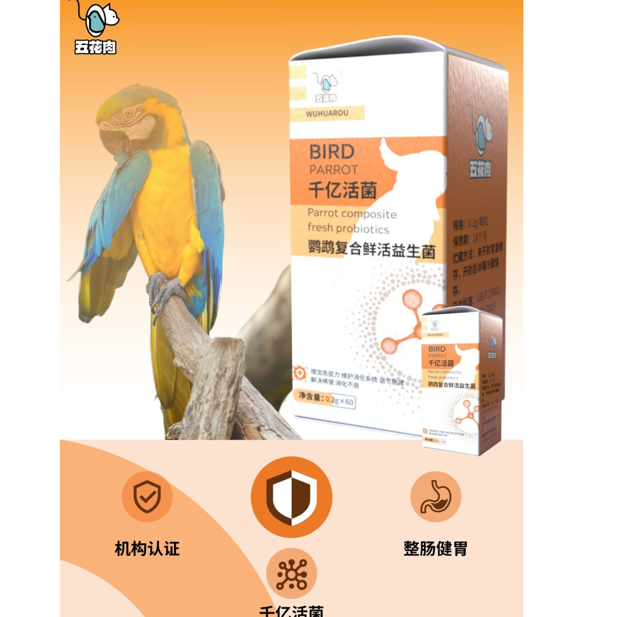 鹦鹉益生菌保护肠道 拉稀水便绿便解决99%以上的肠胃问题