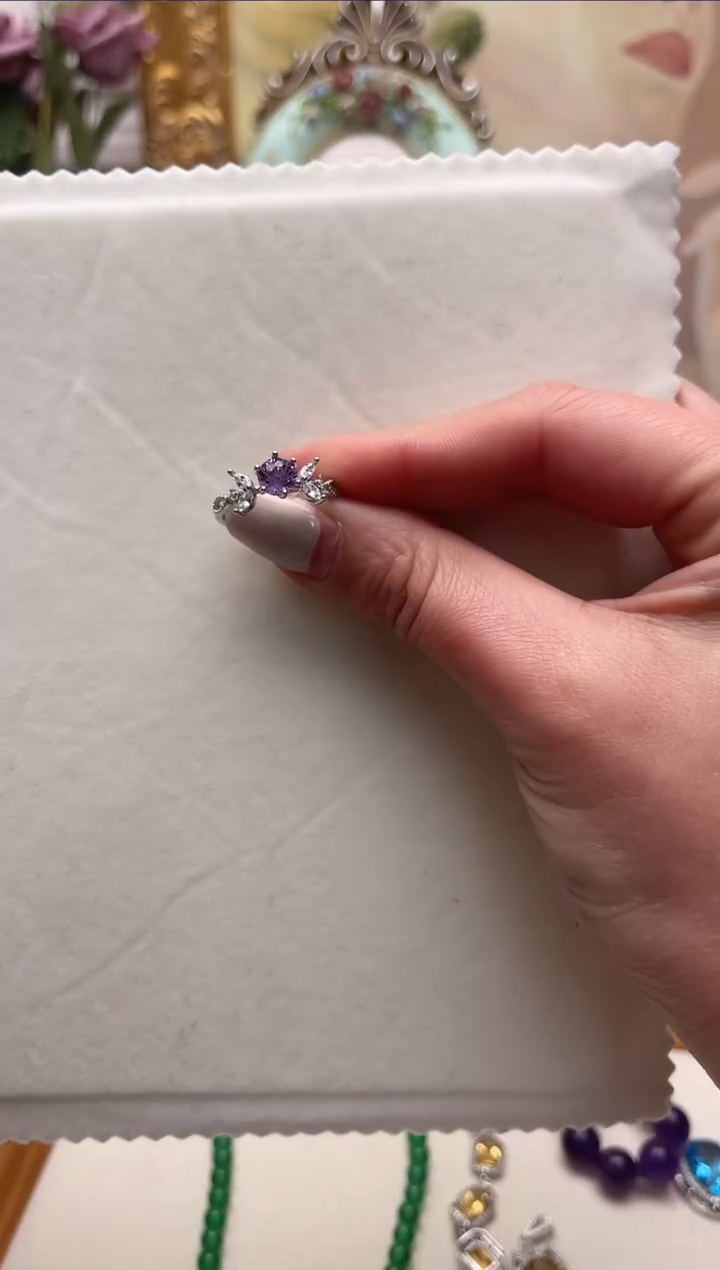 【闪购商品】水晶戒指银S925镶嵌aj4296戒指